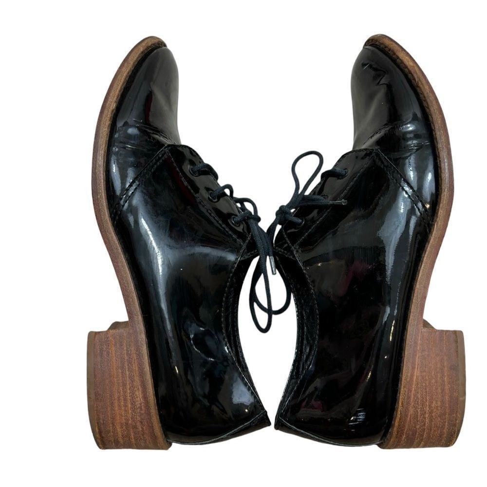 Ladies Loeffler Randall Brand Black Patent Leather Lace Up Loafers‎ Size 8.5